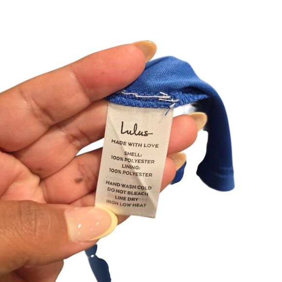 Lulus Alluring Marvel Royal Blue Pleated Satin One-Shoulder Midi Dress Large‎ - Picture 7 of 7